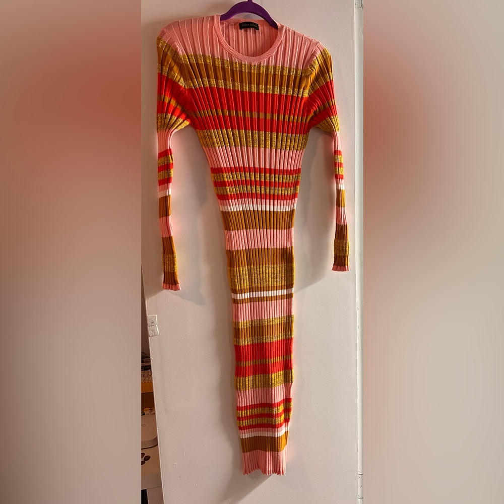 STINE GOYA Coral Ribbed Knit Sweater